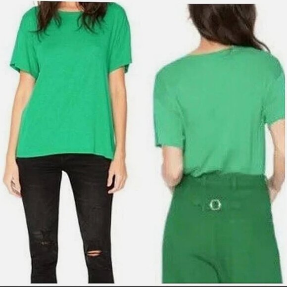 Sandrine Rose Green Short Sleeve Scoop Neck T-Shirt Size X-Small NWOT - Picture 1 of 7